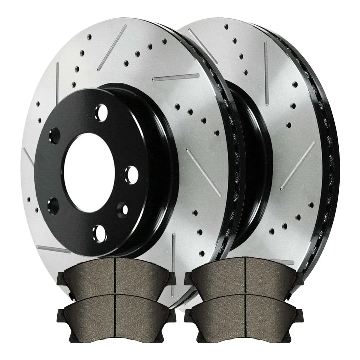 AutoShack Front Drilled Slotted Brake Rotors Black and Ceramic Pads Kit Driver and Passenger Side Replacement for 2011-2013 2014 2015 Chevrolet Cruze 2012-2017 Sonic 2016 Cruze Limited 1.4L 1.8L FWD