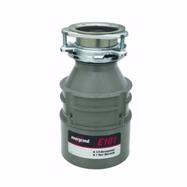 InSinkErator E101W-C 6.375 in. Evergrind Single Phase Continuous Feed Food Waste Disposer with 0.33 HP Enamel Power Cord in Waterborne Grey